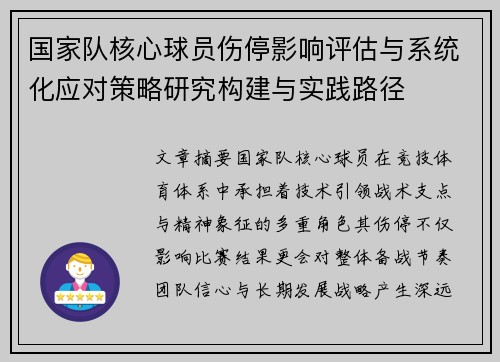 国家队核心球员伤停影响评估与系统化应对策略研究构建与实践路径